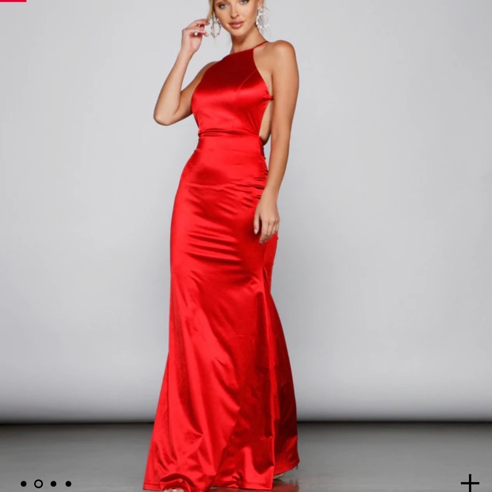 Windsor Elegant Red Satin Evening Gown